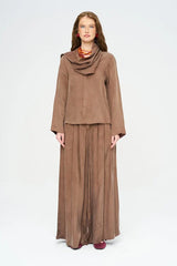 Pret - Moven - Scarf Detailed Coffee Draped Shirt - Brown