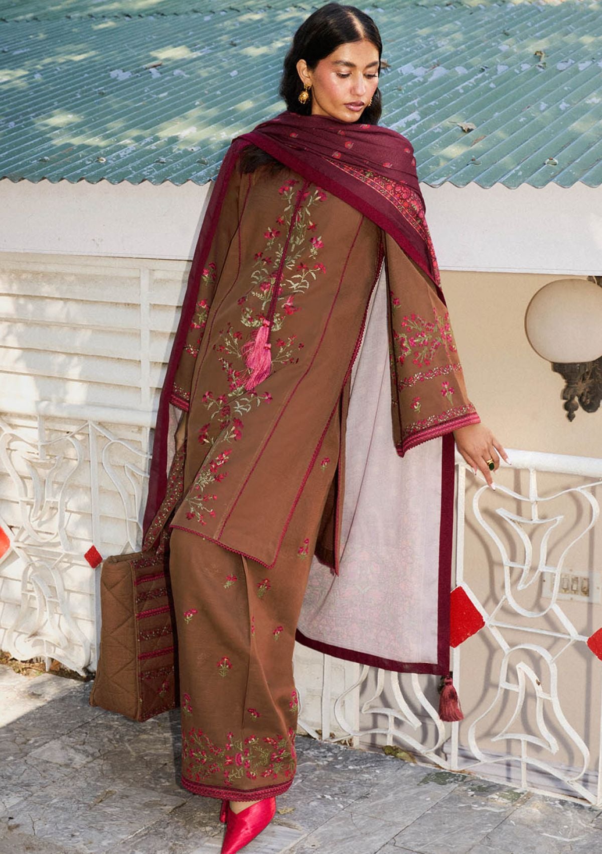 Winter Collection - Jugnu by Hussain Rehar - Autumn Winter - Hazel