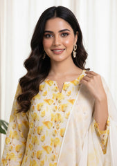 Lawn - Rubaaiyat - Digital Printed 26 - 2 By 2 - D#33 - Yellow