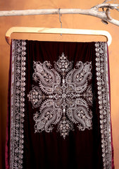 Embroidered Velvet Shawl D#12 - Magenta