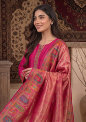 Winter - Fancy Silk Zari Jamawar - 3 Pcs Suit - D#06 - Sh Pink