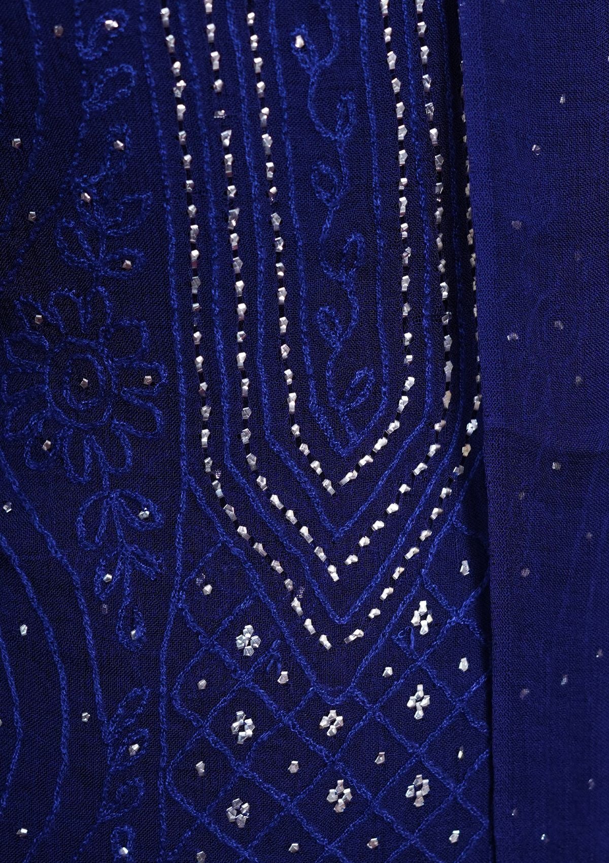 Winter Collection - Riwaj - Bamber Chikankari W/ Mukesh Work - N Blue