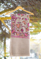 Pashmina Ari Work Shawl D - 150D - L BROWN