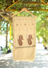 Embroidered Wool Shawl D - 79 - L Gold