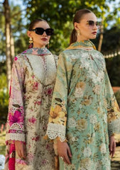 Lawn - Elaf Premium - Print Chikankari 25 - ELK-06B ROSES & WHITES