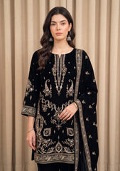 Winter - Riwaj - Fancy Embroidered Velvet Suit - D#653 - Black