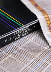 Cerruti Oxygen Fabric Super 130's Wool Check D#01 - Light Fawn