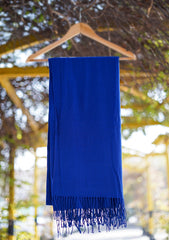 Plain Wool Shawl D - 17F - R Blue