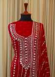 Winter Collection - Riwaj - Chiffon W/ Gota Work - Red