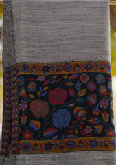 Pure Pashmina Kaani Jamawar Shawl D - 98 - B Grey