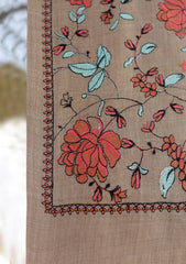 Wool Emboridered Shawl D - 09 - G Brown