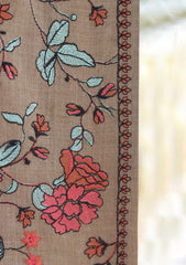 Wool Emboridered Shawl D - 09 - G Brown