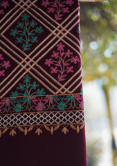 Wool Ari Work Shawl D - 1H - Maroon