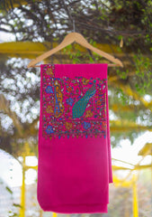 Pashmina Emboridered Shawl D - 163D - D Pink