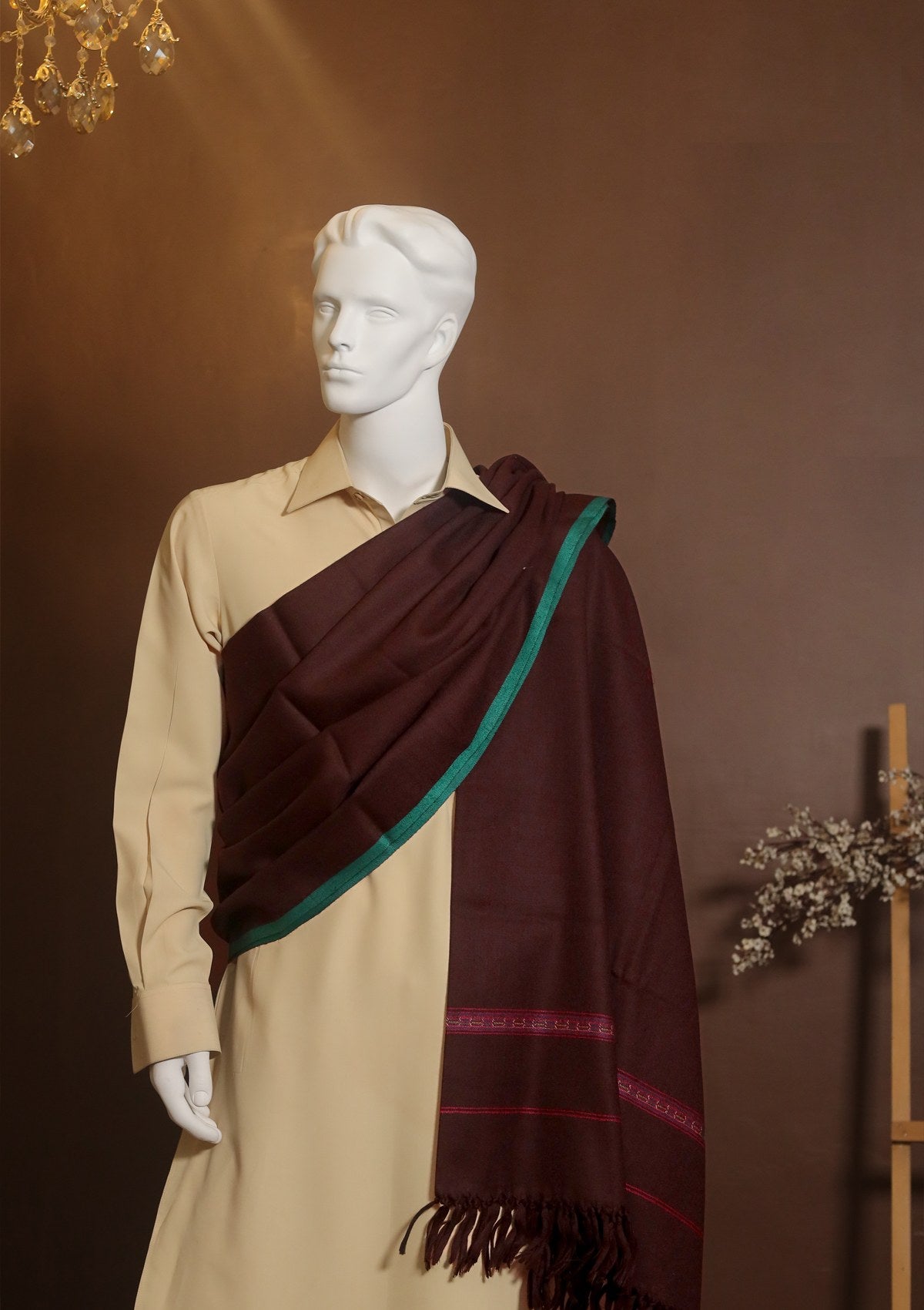 Men Shawls - Wool Shawls - D#216 - D Maroon