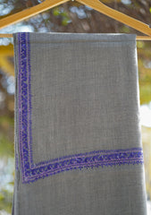 Wool Needle Work Shawl D - 45 - Grey