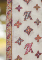 Pure Pashmina Kaani Jamawar Shawl D - 110 - OFF WHITE