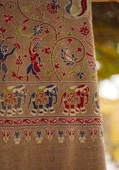 Pashmina Ari Work Shawl D - 126 - Brown