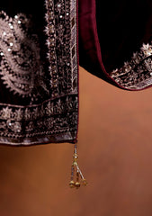 Embroidered Velvet Shawl D#12 - Magenta