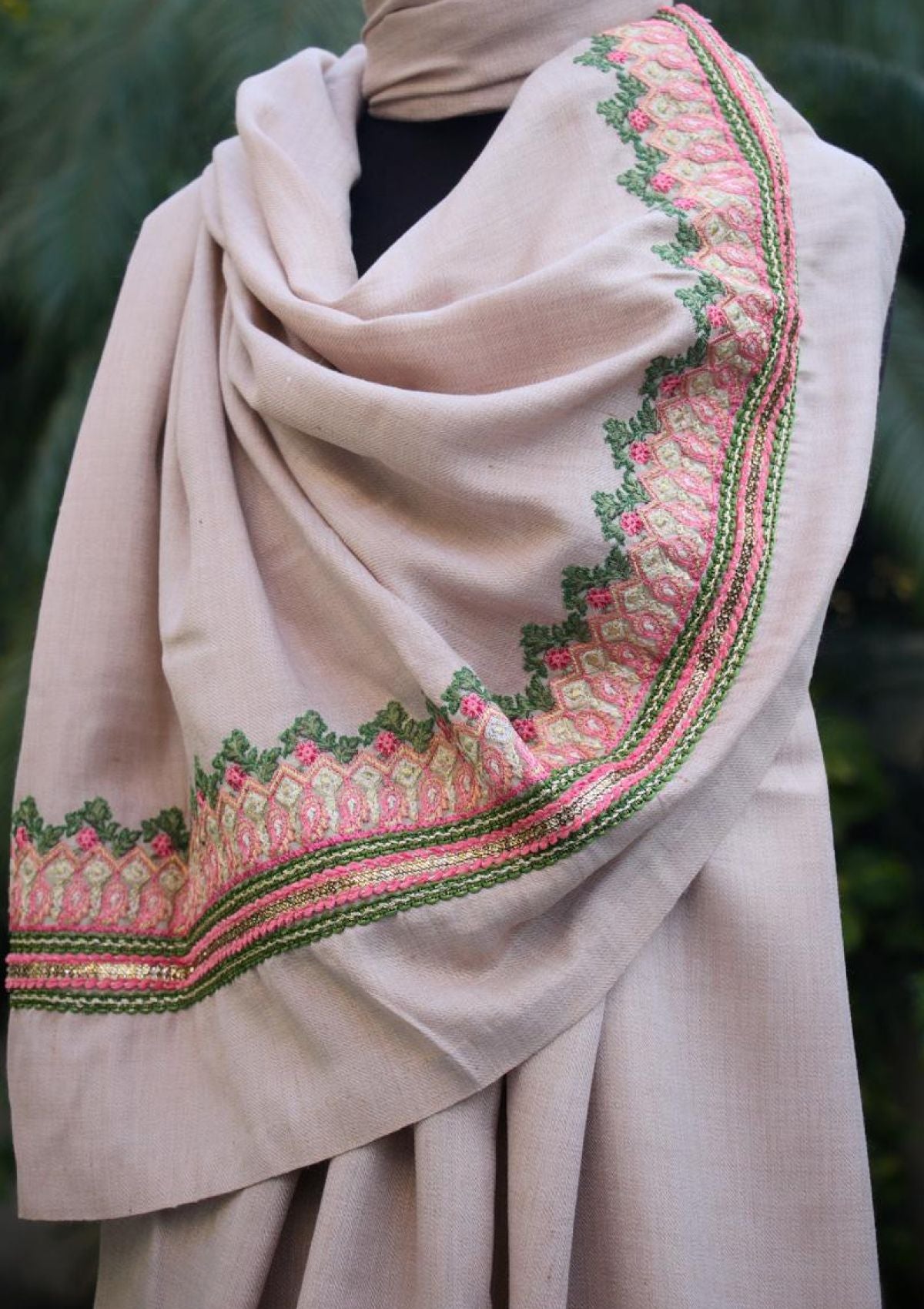 Shawl Collection - Sadias Collection - Pashmina Shawl - D#13 Off White Blossom