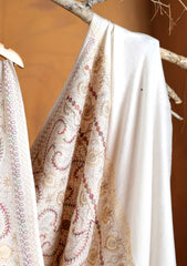 Pashmina Ari Work Jaaldar Shawl D#27 - Off White