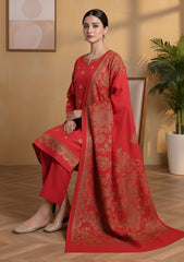 Winter - Riwaj - Pashmina Embroidered Suit - D#57 - Red