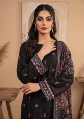 Formals - Fancy Silk Embroidered - 3 Pcs Suit - D#02 - Black