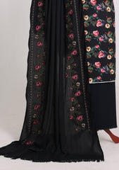 Winter - Riwaj - Printed Cotray Suit - Wool Shawl - D#09 - Black