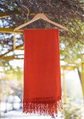 Plain Wool Shawl D - 17B - Rust