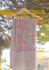 Pashmina Emboridered Shawl D - 170 - L Brown