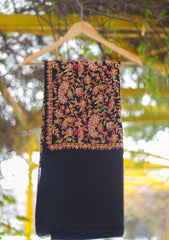 Pure Pashmina Kaani Jamawar Shawl D - 151 - Black