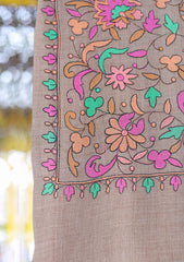 Pashmina Emboridered Shawl D - 170 - L Brown