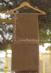 Wool Needle Work Shawl D - 66 - G BROWN