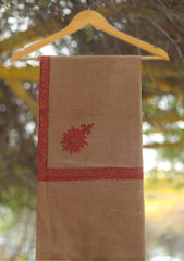 Wool Needle Work Shawl D - 69 - Brown