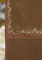 Wool Needle Work Shawl D - 66 - G BROWN