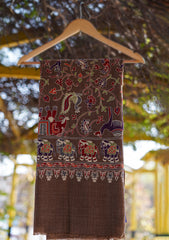 Pashmina Ari Work Shawl D - 135 - G Brown