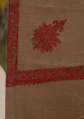 Wool Needle Work Shawl D - 69 - Brown