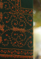 Wool Needle Work Shawl D - 56 - B GREEN