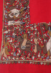 Pure Pashmina Kaani Jamawar Shawl D - 155 - Red