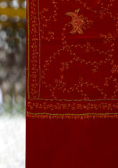 Wool Needle Work Shawl D - 71 - MAROON