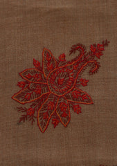 Wool Needle Work Shawl D - 69 - Brown