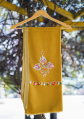 Wool Needle Work Shawl D - 48 - Mustard