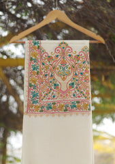 Pashmina Ari Work Shawl D - 140 - Off white