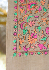 Pashmina Emboridered Shawl D - 142F - L BROWN