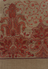 Wool Emboridered Shawl D - 07 - G BROWN