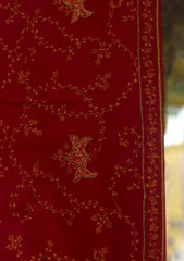 Wool Needle Work Shawl D - 71 - MAROON