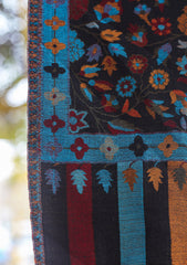 Pure Pashmina Kaani Jamawar Shawl D - 123 - BLACK