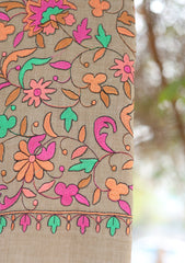 Pashmina Emboridered Shawl D - 142F - L BROWN