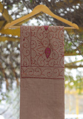 Wool Emboridered Shawl D - 05 - BROWN