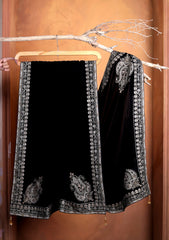 Embroidered Velvet Shawl D#11 - Black